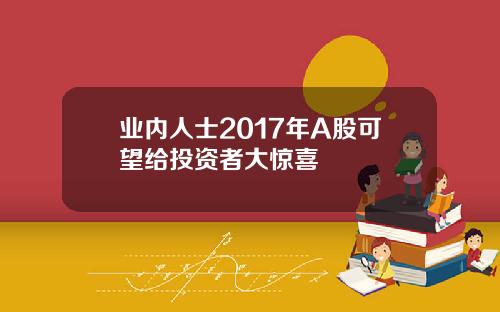 业内人士2017年A股可望给投资者大惊喜