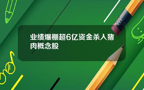 业绩爆棚超6亿资金杀入猪肉概念股