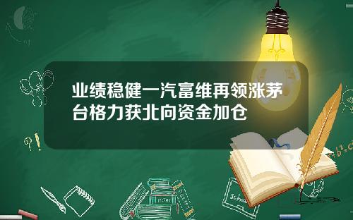 业绩稳健一汽富维再领涨茅台格力获北向资金加仓
