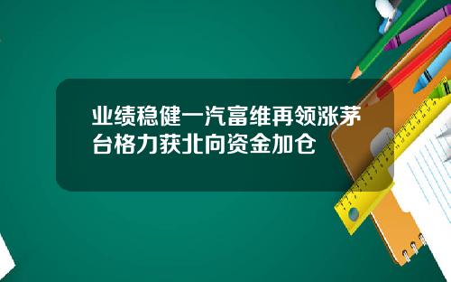 业绩稳健一汽富维再领涨茅台格力获北向资金加仓