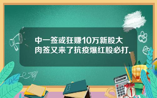 中一签或狂赚10万新股大肉签又来了抗疫爆红股必打.