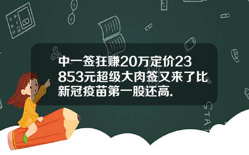 中一签狂赚20万定价23853元超级大肉签又来了比新冠疫苗第一股还高.