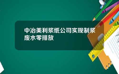 中冶美利浆纸公司实现制浆废水零排放