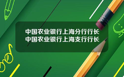 中国农业银行上海分行行长中国农业银行上海支行行长