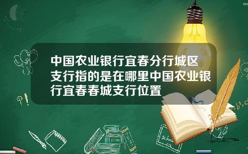 中国农业银行宜春分行城区支行指的是在哪里中国农业银行宜春春城支行位置