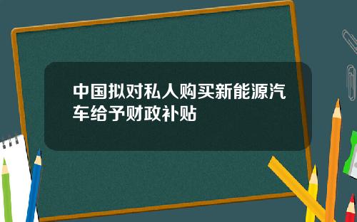 中国拟对私人购买新能源汽车给予财政补贴