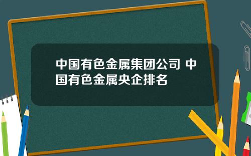 中国有色金属集团公司 中国有色金属央企排名