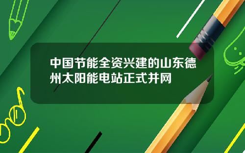 中国节能全资兴建的山东德州太阳能电站正式并网