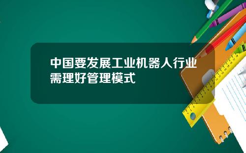中国要发展工业机器人行业需理好管理模式