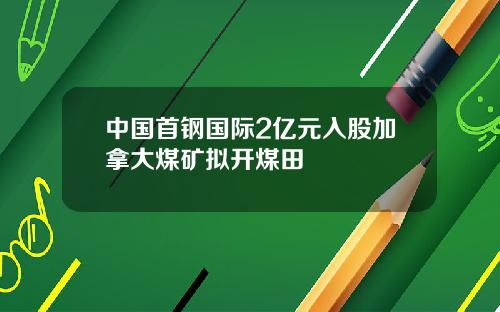 中国首钢国际2亿元入股加拿大煤矿拟开煤田