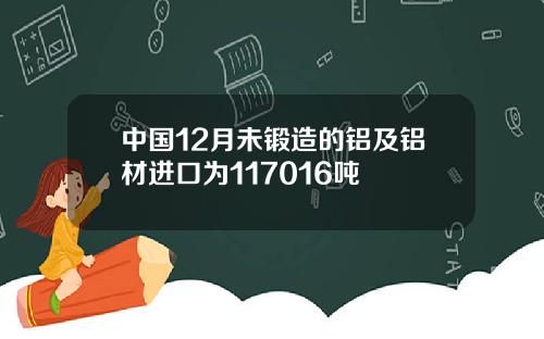 中国12月未锻造的铝及铝材进口为117016吨