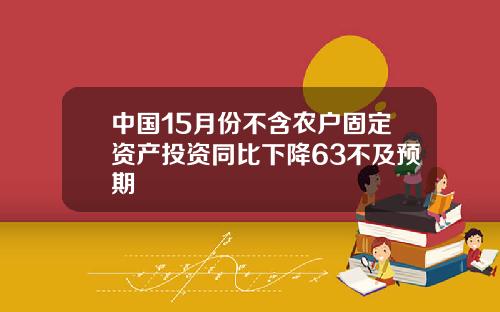 中国15月份不含农户固定资产投资同比下降63不及预期