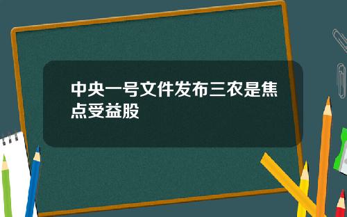 中央一号文件发布三农是焦点受益股