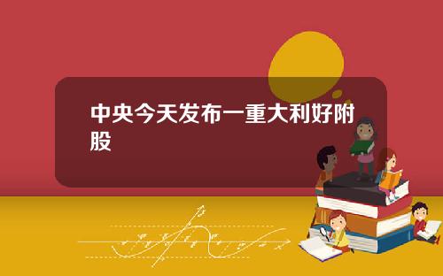 中央今天发布一重大利好附股