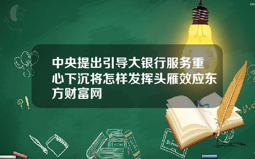 中央提出引导大银行服务重心下沉将怎样发挥头雁效应东方财富网
