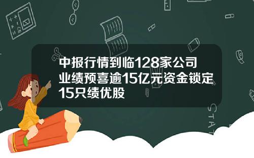 中报行情到临128家公司业绩预喜逾15亿元资金锁定15只绩优股