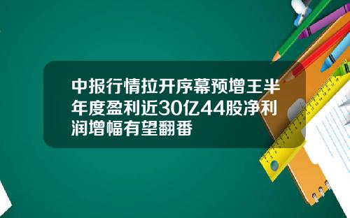 中报行情拉开序幕预增王半年度盈利近30亿44股净利润增幅有望翻番