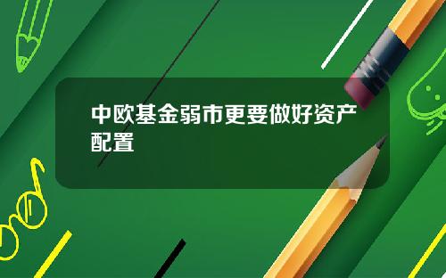 中欧基金弱市更要做好资产配置
