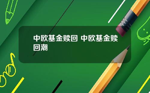 中欧基金赎回 中欧基金赎回潮
