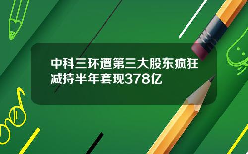 中科三环遭第三大股东疯狂减持半年套现378亿
