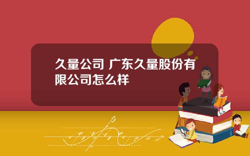 久量公司 广东久量股份有限公司怎么样