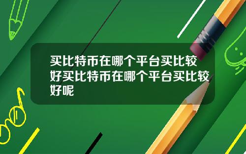 买比特币在哪个平台买比较好买比特币在哪个平台买比较好呢