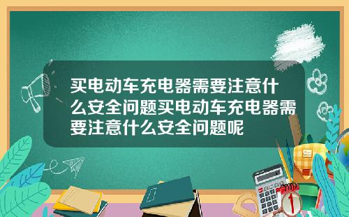 买电动车充电器需要注意什么安全问题买电动车充电器需要注意什么安全问题呢