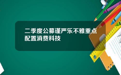 二季度公募谨严乐不雅重点配置消费科技