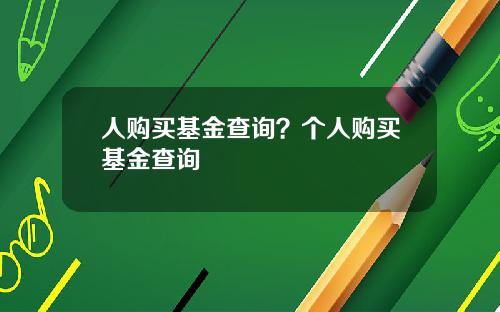 人购买基金查询？个人购买基金查询
