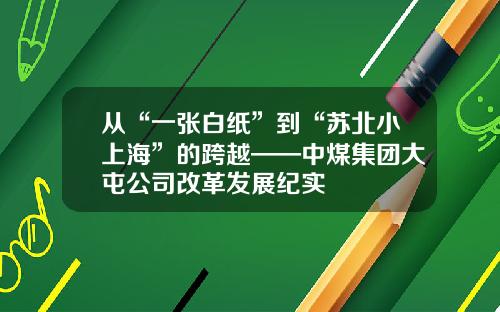 从“一张白纸”到“苏北小上海”的跨越——中煤集团大屯公司改革发展纪实