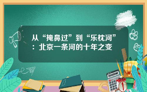 从“掩鼻过”到“乐枕河”：北京一条河的十年之变