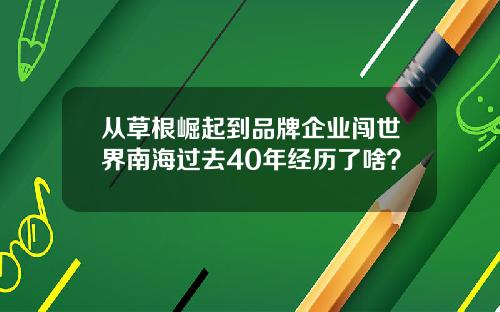 从草根崛起到品牌企业闯世界南海过去40年经历了啥？