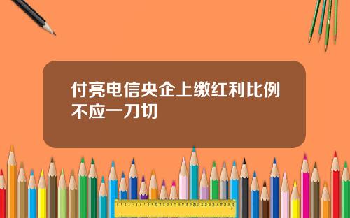 付亮电信央企上缴红利比例不应一刀切