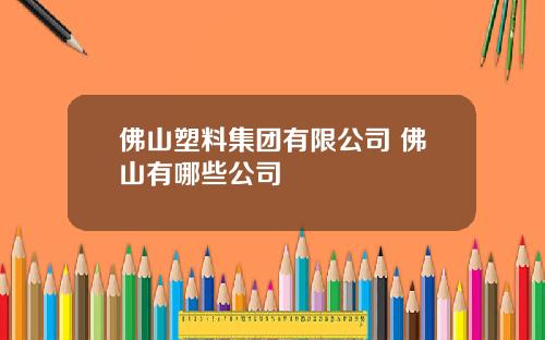 佛山塑料集团有限公司 佛山有哪些公司