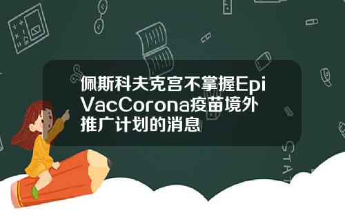 佩斯科夫克宫不掌握EpiVacCorona疫苗境外推广计划的消息