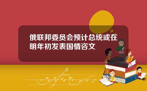 俄联邦委员会预计总统或在明年初发表国情咨文
