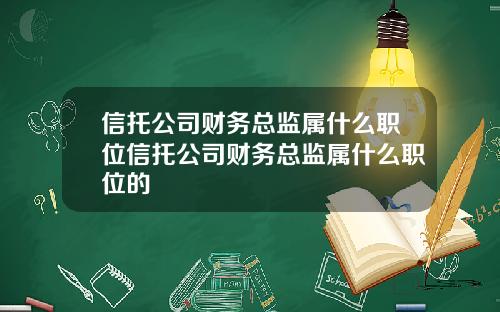 信托公司财务总监属什么职位信托公司财务总监属什么职位的