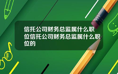 信托公司财务总监属什么职位信托公司财务总监属什么职位的