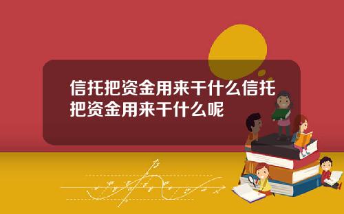 信托把资金用来干什么信托把资金用来干什么呢