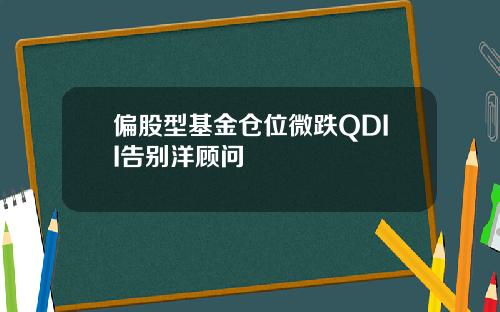 偏股型基金仓位微跌QDII告别洋顾问
