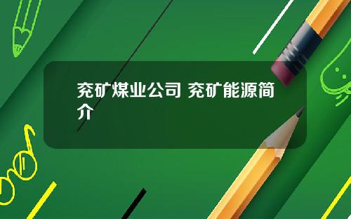 兖矿煤业公司 兖矿能源简介