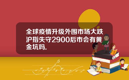 全球疫情升级外围市场大跌沪指失守2900后市会有黄金坑吗.