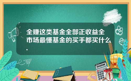 全赚这类基金全部正收益全市场最懂基金的买手都买什么.