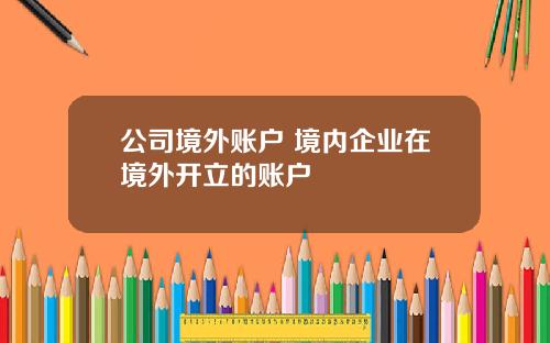 公司境外账户 境内企业在境外开立的账户