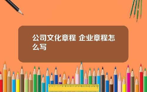 公司文化章程 企业章程怎么写