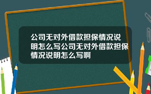 公司无对外借款担保情况说明怎么写公司无对外借款担保情况说明怎么写啊