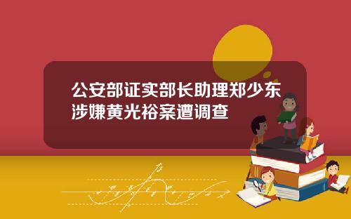 公安部证实部长助理郑少东涉嫌黄光裕案遭调查