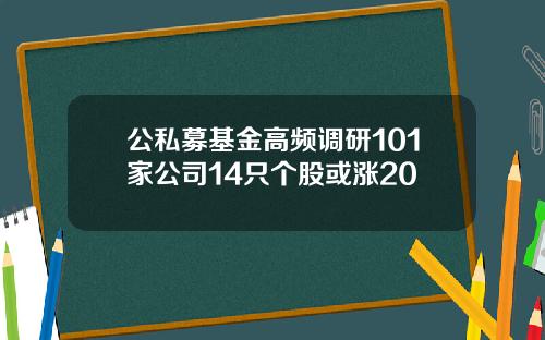 公私募基金高频调研101家公司14只个股或涨20