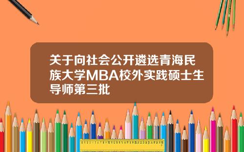 关于向社会公开遴选青海民族大学MBA校外实践硕士生导师第三批