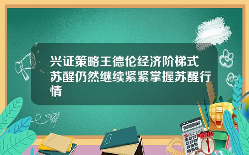 兴证策略王德伦经济阶梯式苏醒仍然继续紧紧掌握苏醒行情